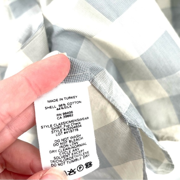 Theory Women's Classic Menswear Cotton Silk Shirt Blue Stream Button Down Top - Picture 11 of 11